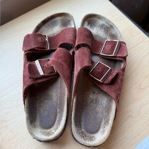 Birkenstock Arizona Brownish Rust Suede Sandals